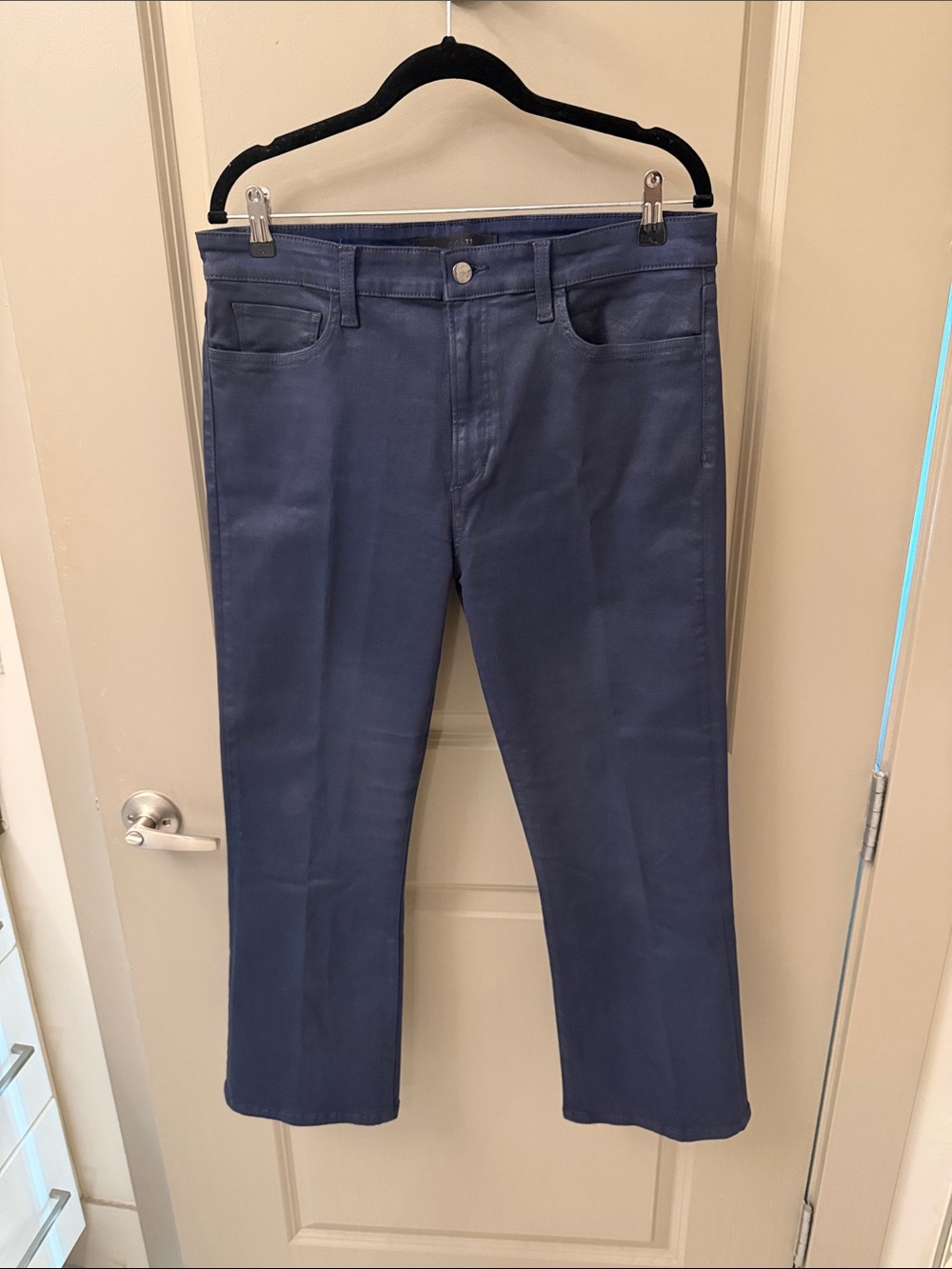 Joe's Jeans navy straight pants with black leather label